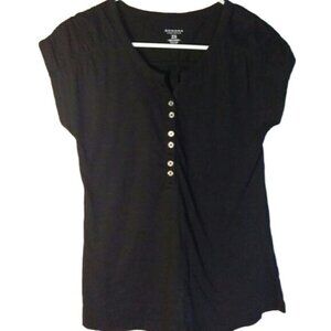 Sonoma Tee Womens XS Black Henley Style Short Sleeve